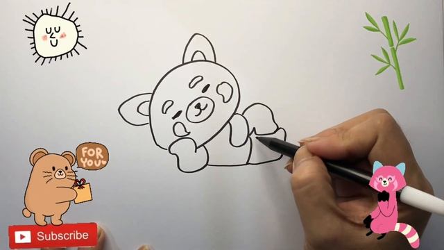 How To Draw and Color a Cute Red Panda for Children | рисуем красную панду для детей смотреть онлайн