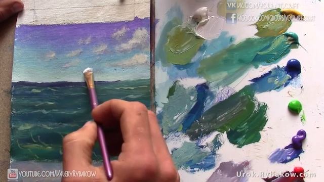 Рисуем остров в изумрудном океане - морской пейзаж акрилом на холсте. Урок рисования - Рыбаков. смотреть онлайн