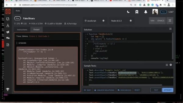 Fake Binary | Codewars 8kyu | Javascript