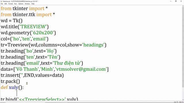 Python #92: Đối tượng Treeview | Python tkinter treeview | tkinter table смотреть онлайн