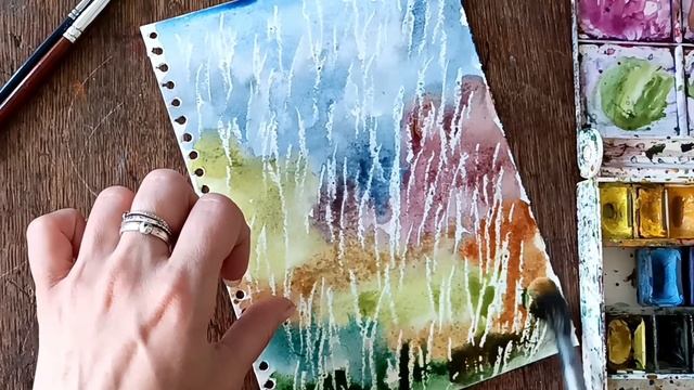 Акварель рисования. Весенний дождик. Пейзаж природа?. Творчество живопись. смотреть онлайн
