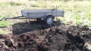 Возим землю при помощи адаптера. Автомобильный прицеп на мотоблоке.