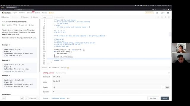 1748 Sum of Unique Elements - LeetCode Pair Programming in Java смотреть онлайн