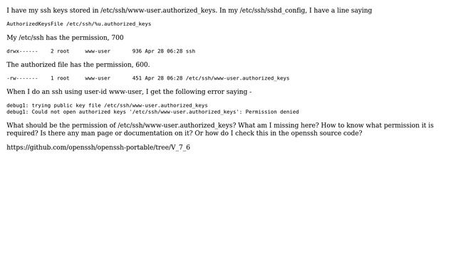 Ssh permission denied for authorized keys - openssh version - OpenSSH_7.6p1,? смотреть онлайн