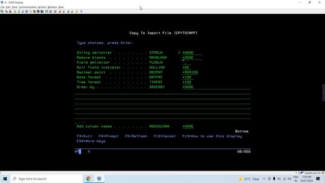 Generating CSV file in IFS using CPYTOIMPF command in IBM i AS400 смотреть онлайн