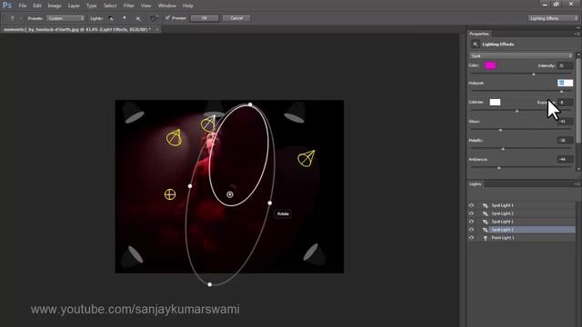 #85 Lighting effects in adobe Photoshop (Spot, Point, Infinite) смотреть онлайн