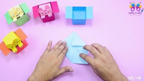 Origami Jumping Paper Cat in Box | DIY Fidget toy | How to make origami Jumping Cat box