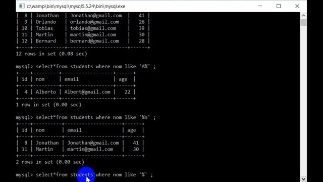 Commande Like MySql - Select Where Like смотреть онлайн