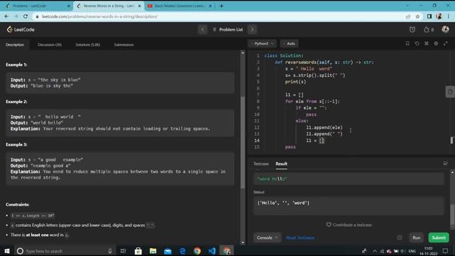151. Reverse Words in a String | Medium Level Interview Question Full Explanation in Python смотреть онлайн