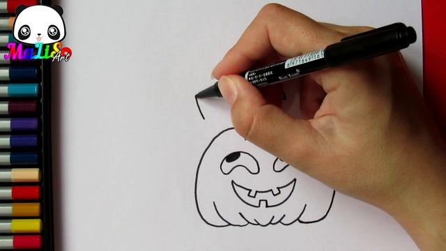 Как нарисовать рисунок на Хэллоуин Хэллоуинскую Тыкву и Летучую мышь | How to draw Halloween Pumpki смотреть онлайн