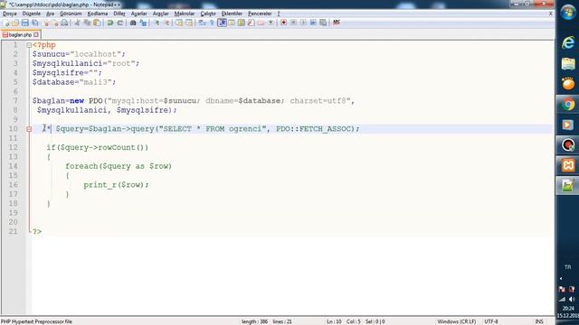 PDO Fonksiyonlarının Örnek Açıklaması (query, prepare, execute) смотреть онлайн