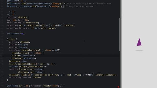 Spinning shaded octahedron with CSS vars + clean Sass code смотреть онлайн