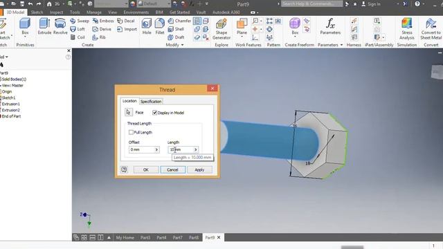 How to draw a bolt (metric) using Autocad Inventor M18 Bolt (Basic Mechanical Engineering /Tutorial смотреть онлайн