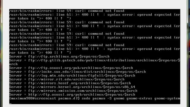 Arch Linux Part 4: Rankmirrors and Gnome смотреть онлайн