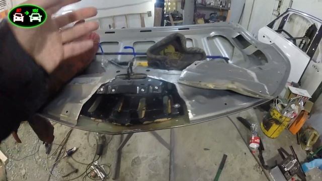 Chevrolet Equinox USA. Спасение алюминиевого капота . Наборка . Финиш )))