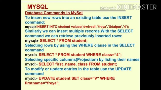 MYSQL COMMANDS CLASS XII IP смотреть онлайн
