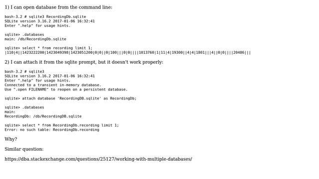 Databases: sqlite: attached database doesn't work properly смотреть онлайн
