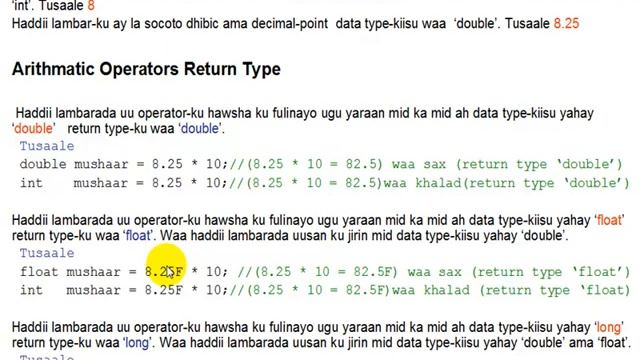 Java Arithmatic Operators return types in Somali смотреть онлайн