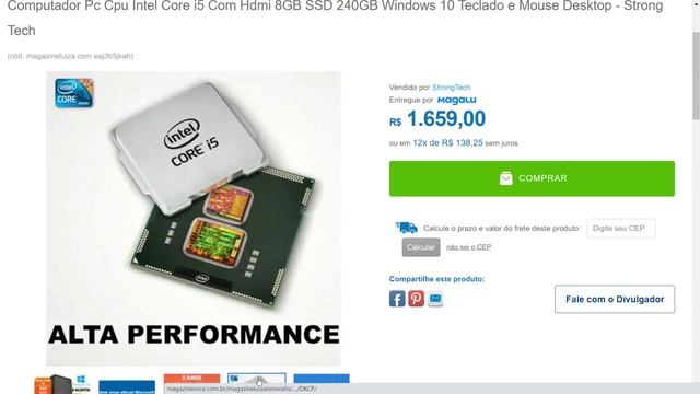 Computador Pc Cpu Intel Core i5 Com Hdmi 8GB SSD 240GB Windows 10 Teclado e Mouse Desktop смотреть онлайн