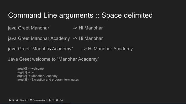 Java main method and command-line arguments (manohar academy) смотреть онлайн