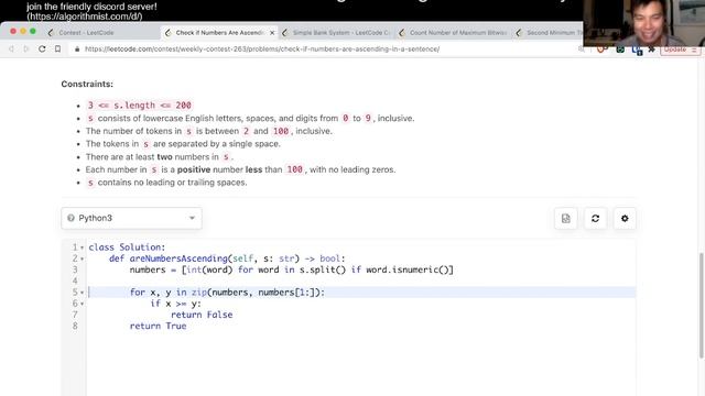 2042. Check if Numbers Are Ascending in a Sentence (Leetcode Easy) смотреть онлайн