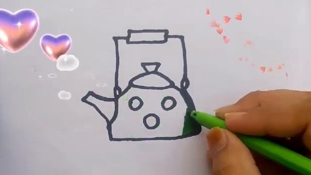 Bolalar uchun choynak / Drawing kettle for children / Рисование чайник для детей смотреть онлайн