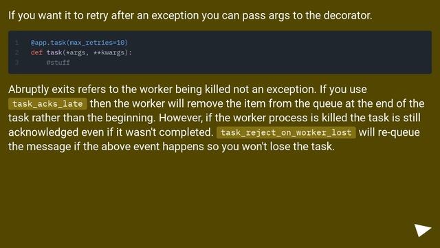 What different between task_reject_on_worker_lost and task_acks_late in Celery смотреть онлайн