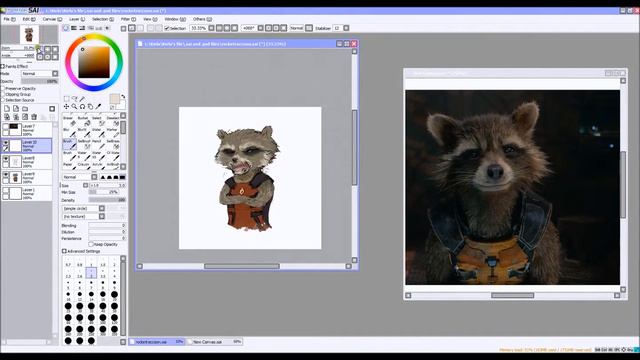 Drawing Rocket Raccoon in Paint Tool Sai смотреть онлайн