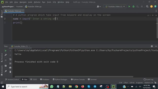 A Python Program to take input from string and display on screen смотреть онлайн