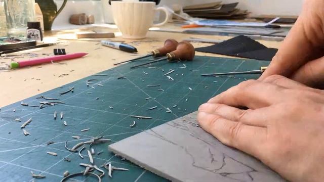 Roseberry Topping Linocut Print - Carving The 2nd Lino Block  (time-lapse)