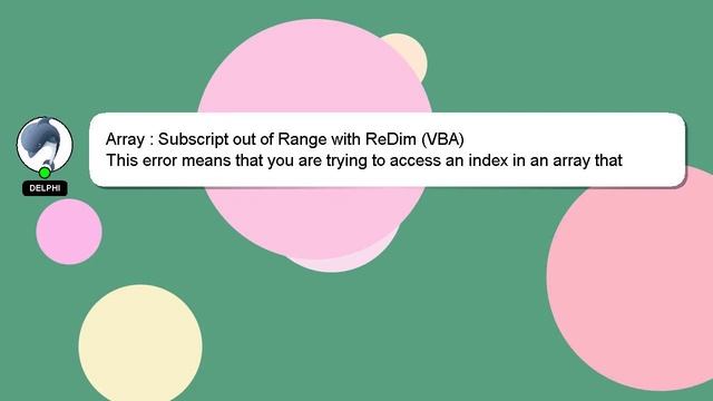 Array : Subscript out of Range with ReDim (VBA) смотреть онлайн
