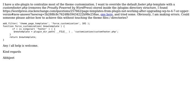 Wordpress: How to use custom footer template in a site-plugin? смотреть онлайн