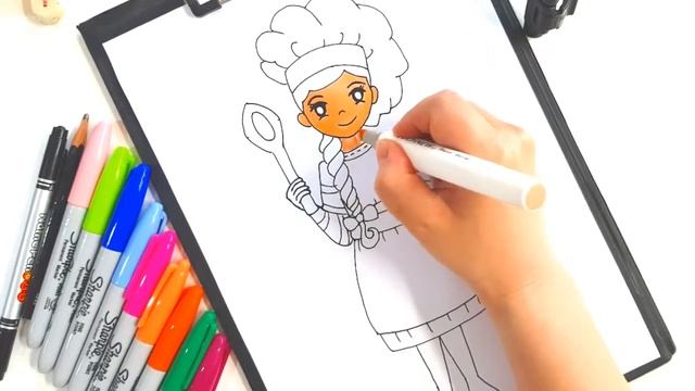 How To Draw A Cute Chef - Drawing And Glitter Coloring