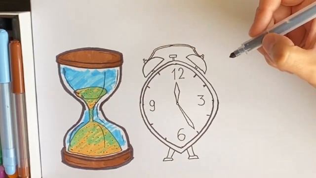 КАК НАРИСОВАТЬ ЧАСЫ-РИСУЕМ ПЕСОЧНЫЕ ЧАСЫ HOW TO DRAW A CLOCK-DRAW AN HOURGLASS смотреть онлайн