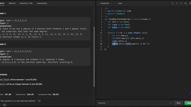 Leetcode | Easy | 697. Degree of an Array | Hash Table | Time complexity: O(n) | Javascript смотреть онлайн