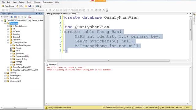Hướng dẫn tạo Database QuanLyNhanVien Bai 4 смотреть онлайн