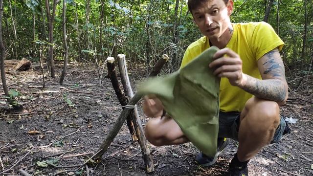 Как сделать самый легкий переносной стул за 10 минут. Кровать из брезента. Лесной лагерь. смотреть онлайн