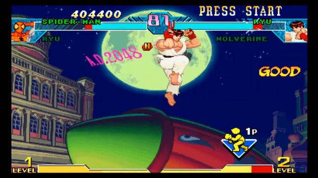 Spiderman-Ryu Arcade Hard Mode Marvel Vs Capcom PS1 on PS3 1080p 60fps смотреть онлайн