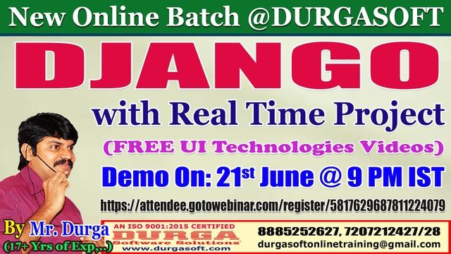 DJANGO with Real Time Project Online Training @DURGASOFT смотреть онлайн