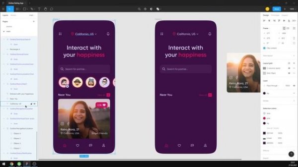 Figma Tutorial (Full Ver.) Online Dating App UI Design in Figma + Free figma template