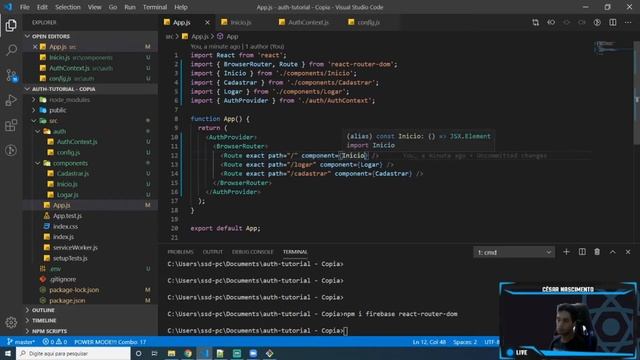 [BR][Front-end] Autenticação com Firebase e Context API no ReactJS смотреть онлайн
