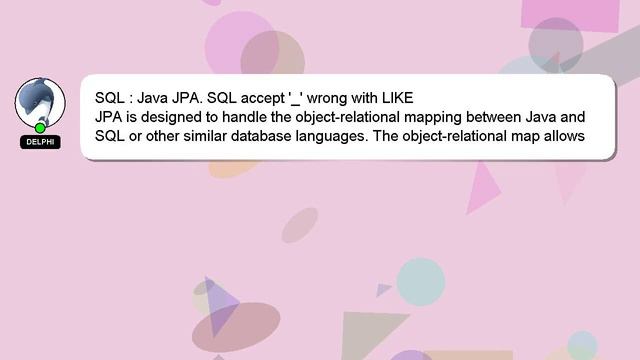 SQL : Java JPA. SQL accept '_' wrong with LIKE смотреть онлайн