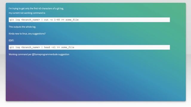 Get first 'x' characters of git log смотреть онлайн