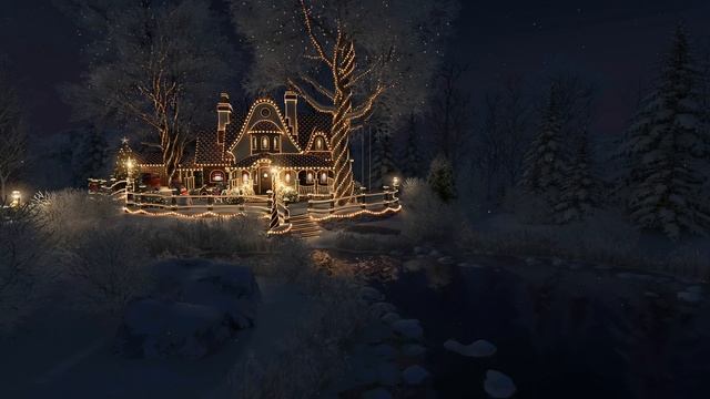 CHRISTMAS COTTAGE 4K 60 FPS: 1 Hour Winter X-Mas Screensaver with Music смотреть онлайн