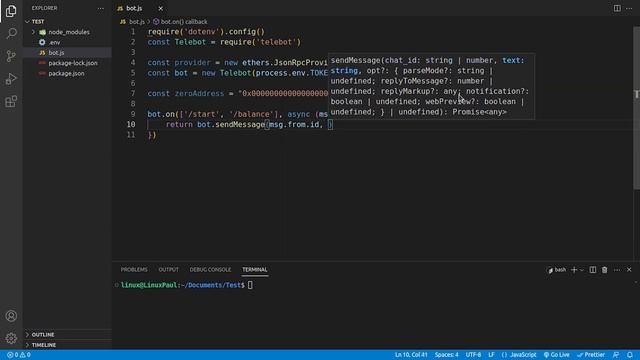 Telegram bot using Ether js and Telebot PART2. смотреть онлайн