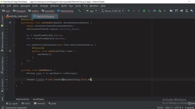 How to pass data between two activities in app - Android Studio | Java | Android App Development смотреть онлайн