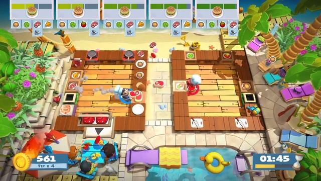 Overcooked 2: Surf 'n' Turf. Level 1-3. 2 Player. 4 Stars. смотреть онлайн