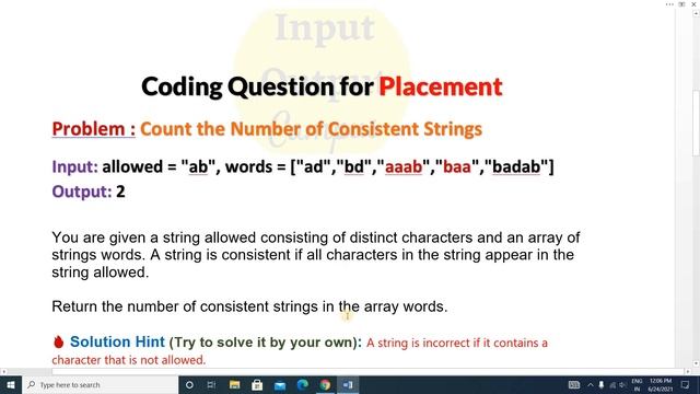 Top 100 Coding Question for Placement - 8 | Count the Number of Consistent String Coding Solution смотреть онлайн