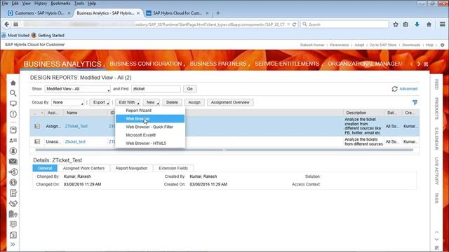 SAP C4C - Edit & Export Custom Reports смотреть онлайн