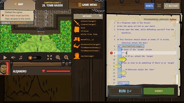 CodeCombat Level 28 Python Computer Science 2 Tutorial with Answers смотреть онлайн
